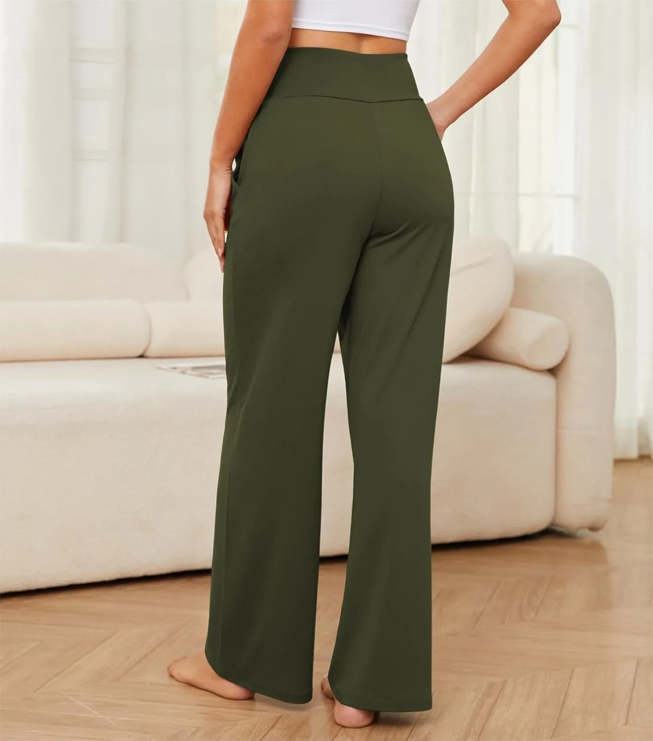 Womens Wide Leg Lounge Pants Loose Fit High Waisted Yoga Sweatpants for Women Comfy Pajamas with Pockets
