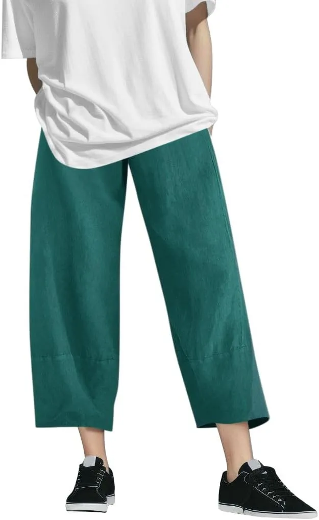 Womens Wide Leg Pants Casual Loose Elastic Waist Solid Color Comfy Palazzo Loungewear Baggy Sweatpants with Pockets