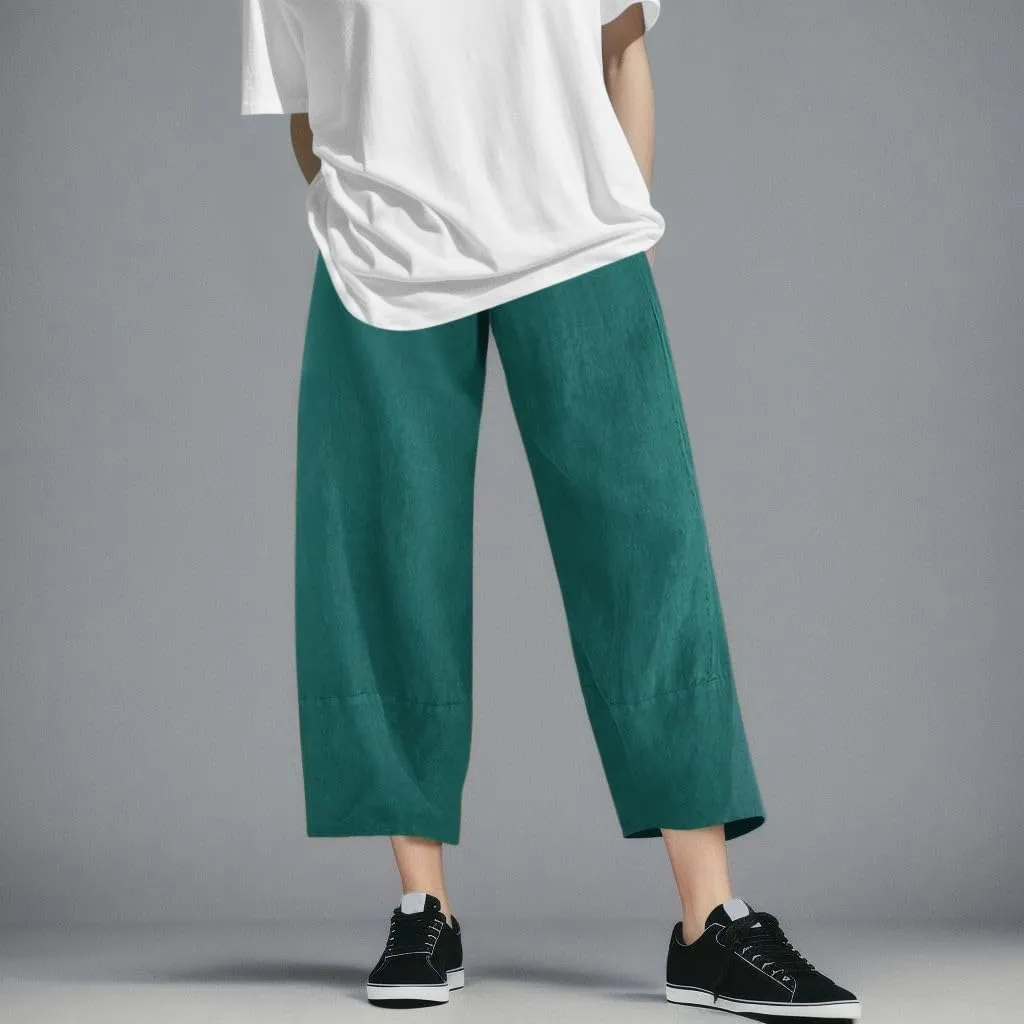 Womens Wide Leg Pants Casual Loose Elastic Waist Solid Color Comfy Palazzo Loungewear Baggy Sweatpants with Pockets