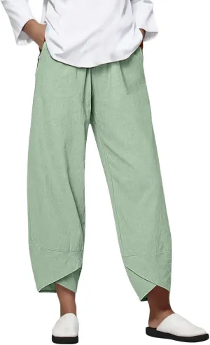 Womens Wide Leg Pants Casual Loose Elastic Waist Solid Color Comfy Palazzo Loungewear Baggy Sweatpants with Pockets
