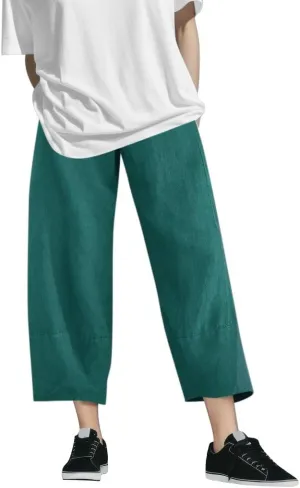 Womens Wide Leg Pants Casual Loose Elastic Waist Solid Color Comfy Palazzo Loungewear Baggy Sweatpants with Pockets