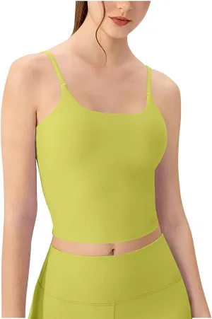 Womens Wirefree Sports Bra with Medium Support Longline Padded Crop Tank Yoga Bras Workout Fitness Top