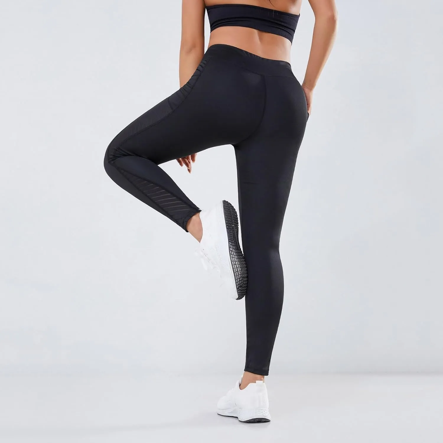 Womens Yoga Pants Tummy Control High Waist Mesh Leggings Lightweight Comfy Casual Workout Trousers with Pockets 2025