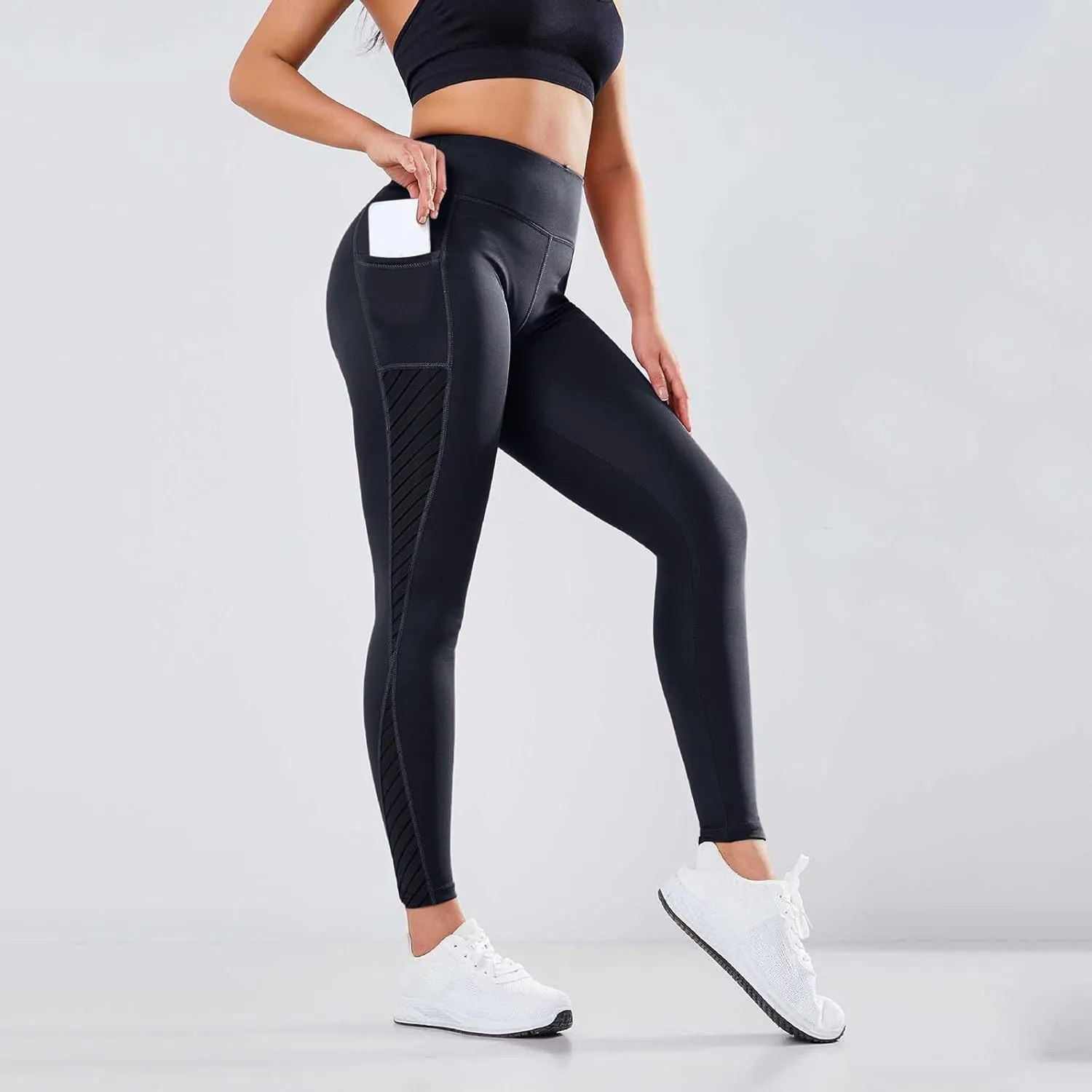 Womens Yoga Pants Tummy Control High Waist Mesh Leggings Lightweight Comfy Casual Workout Trousers with Pockets 2025