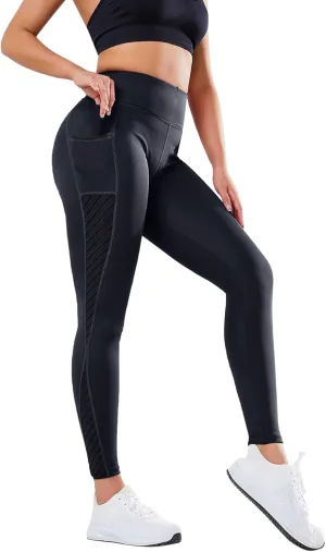 Womens Yoga Pants Tummy Control High Waist Mesh Leggings Lightweight Comfy Casual Workout Trousers with Pockets 2025