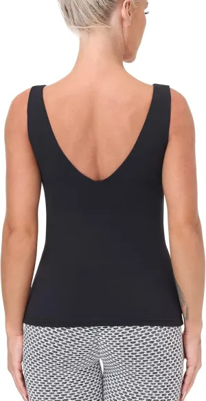 Workout Tops for Women Yoga Tank Tops with Built in Bra Wirefree Padded Yoga Bras Gym Running Athletic Shirt V-Neck Camisole