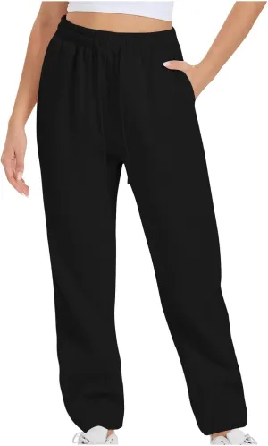 Xiaojmake Active Sweatpants for Women Casual High Waisted Straight Sport Joggers Cozy Loungewear Workout Baggy Lounge Trouser