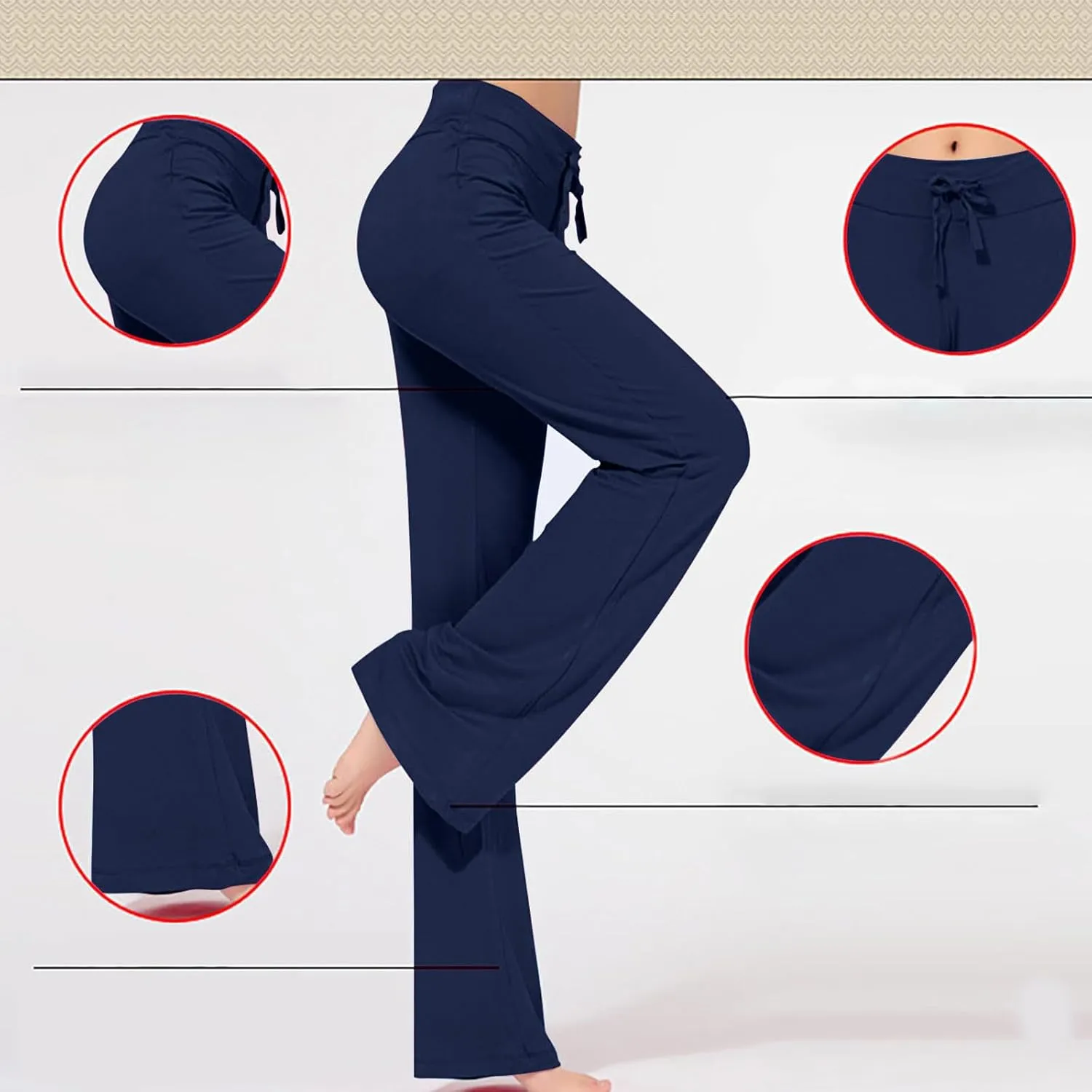 Yoga Pants Women Drawstring Elastic High Waist Wide Leg Modal Pants Comfy Casual Loungewear Pajama Pants