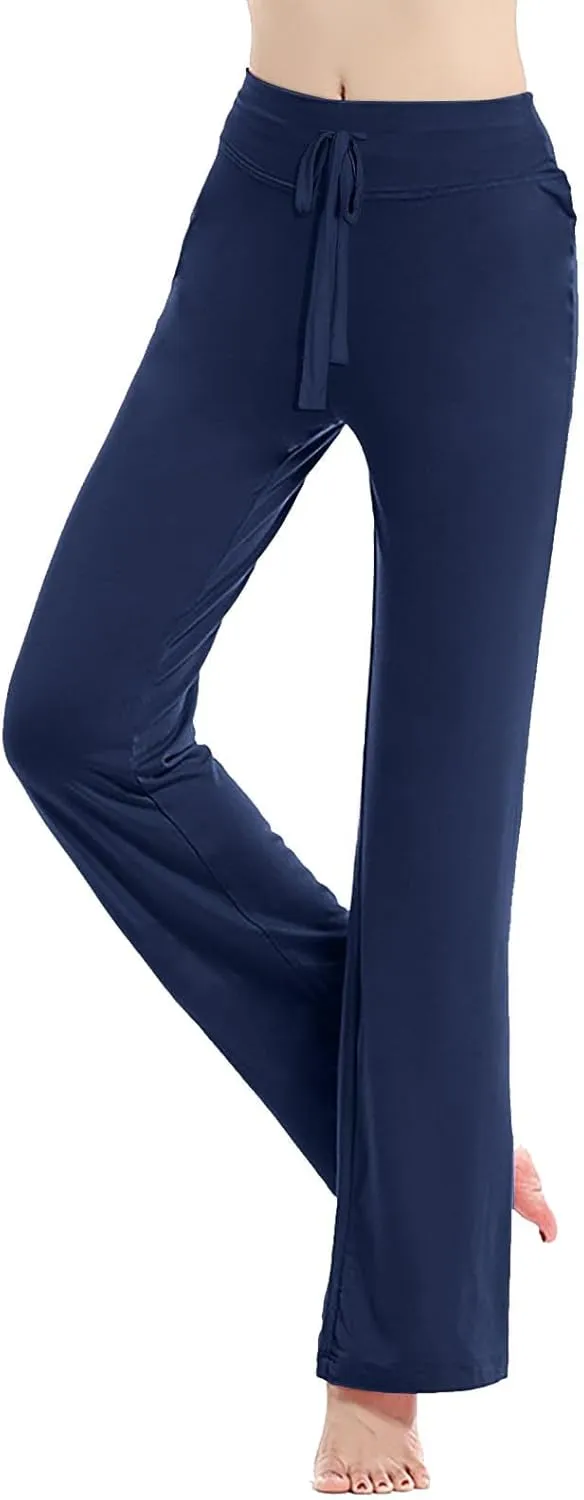 Yoga Pants Women Drawstring Elastic High Waist Wide Leg Modal Pants Comfy Casual Loungewear Pajama Pants