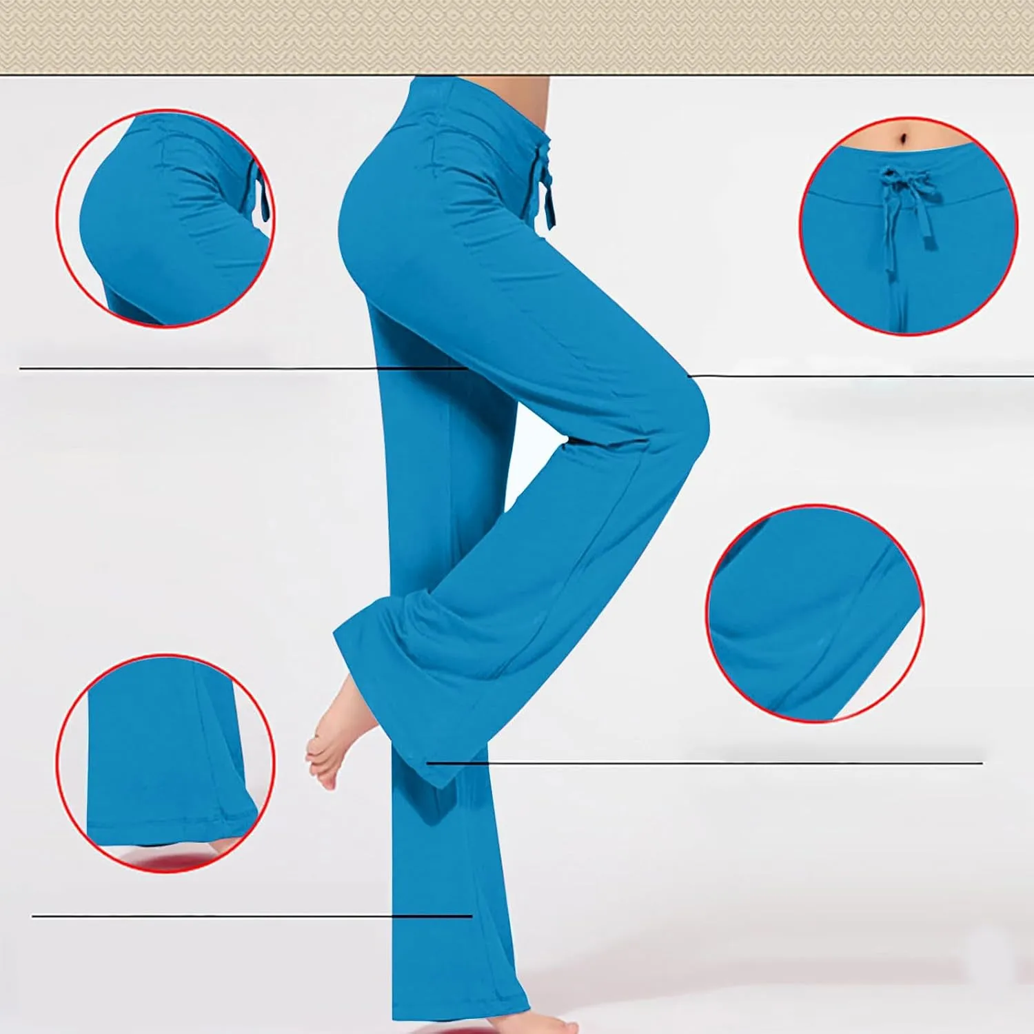 Yoga Pants Women Drawstring Elastic High Waist Wide Leg Modal Pants Comfy Casual Loungewear Pajama Pants