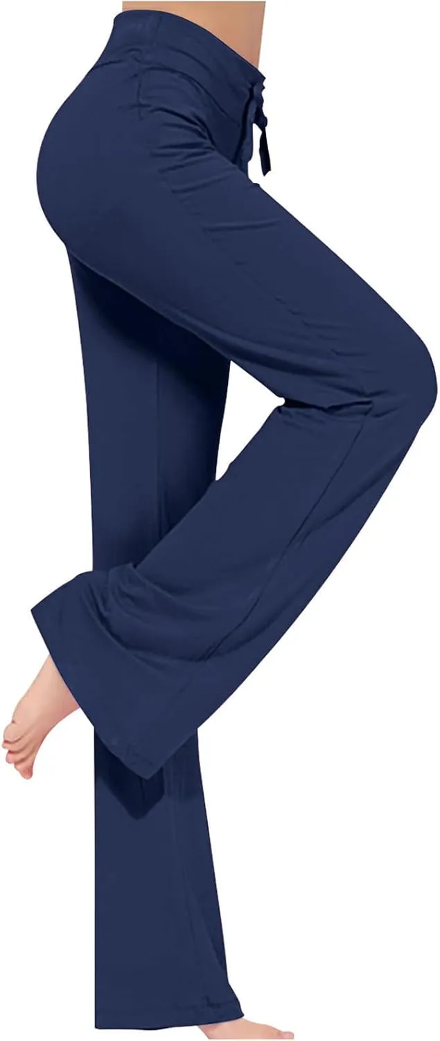 Yoga Pants Women Drawstring Elastic High Waist Wide Leg Modal Pants Comfy Casual Loungewear Pajama Pants