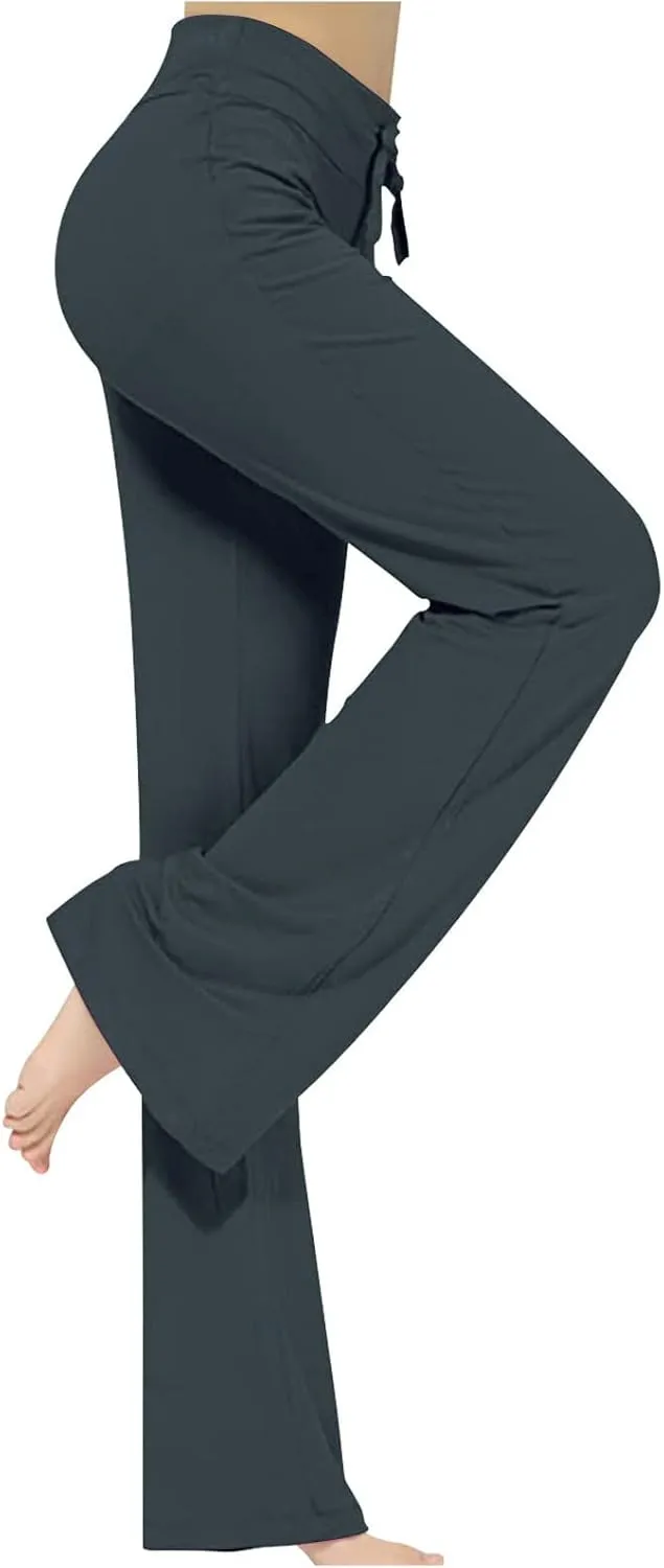 Yoga Pants Women Drawstring Elastic High Waist Wide Leg Modal Pants Comfy Casual Loungewear Pajama Pants