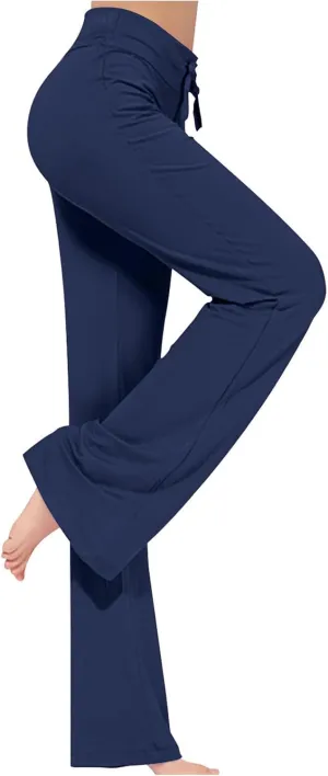 Yoga Pants Women Drawstring Elastic High Waist Wide Leg Modal Pants Comfy Casual Loungewear Pajama Pants