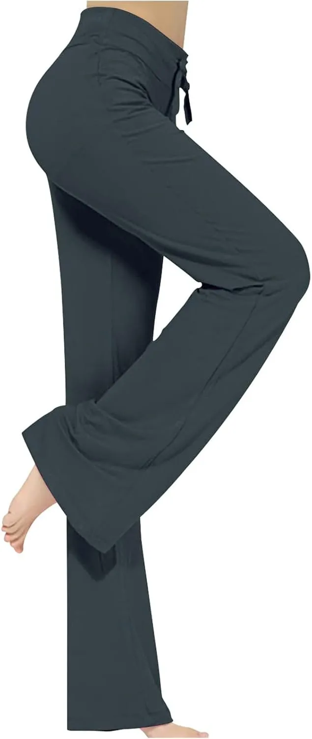 Yoga Pants Women Drawstring Elastic High Waist Wide Leg Modal Pants Comfy Casual Loungewear Pajama Pants