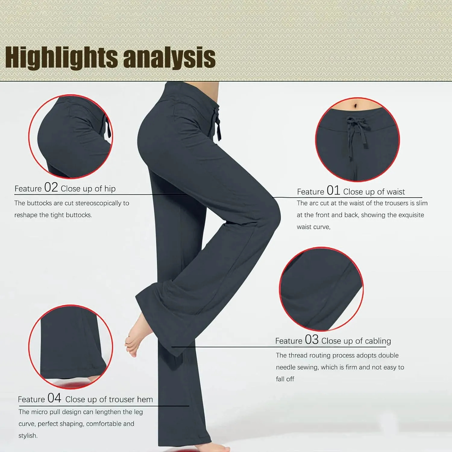 Yoga Pants Women Drawstring Elastic High Waist Wide Leg Modal Pants Comfy Casual Loungewear Pajama Pants