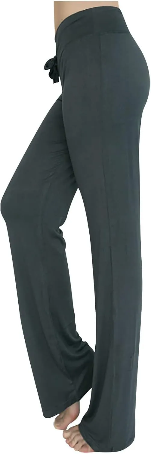 Yoga Pants Women Drawstring Elastic High Waist Wide Leg Modal Pants Comfy Casual Loungewear Pajama Pants