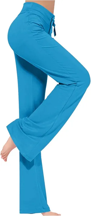 Yoga Pants Women Drawstring Elastic High Waist Wide Leg Modal Pants Comfy Casual Loungewear Pajama Pants