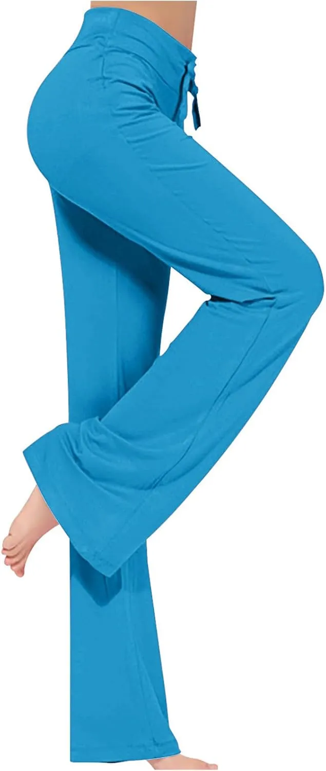 Yoga Pants Women Drawstring Elastic High Waist Wide Leg Modal Pants Comfy Casual Loungewear Pajama Pants