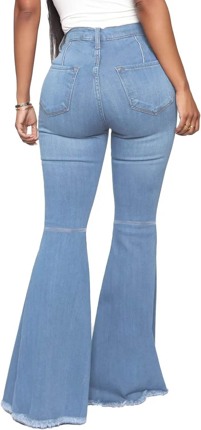 ZERMOM Women's Flare Jeans Mid Rise Bell Bottom Denim Pants