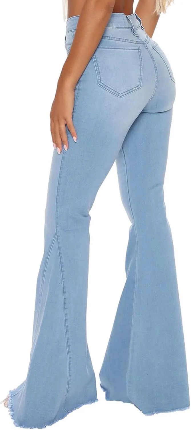ZERMOM Women's Flare Jeans Mid Rise Bell Bottom Denim Pants