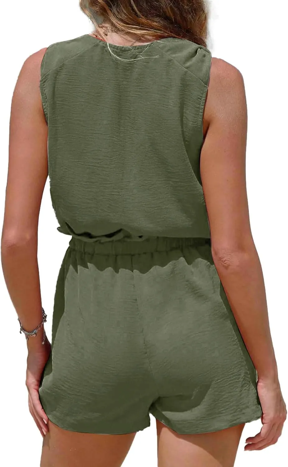 ZWRXW Womens Summer 2 Piece Sets V Neck Knotted Tank Tops Shorts Sleeveless Matching Sets Vacation Beach Outfits Resort Wear